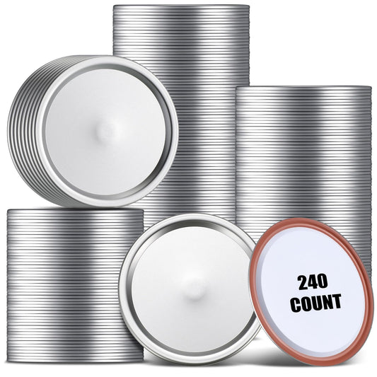 Nuogo 240 Pcs Regular Mouth Mason Jar Lids Canning Lids with Silicone Sealing Ring Split Type Airtight Jar Lids Mouth for Canning Food Fruits Jams Supplies